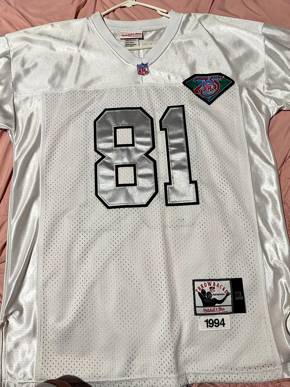 Mitchell & Ness NFL 75th anniversary patch Tim Brown Los Angeles Raiders 1994 Au